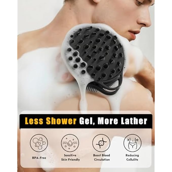 EKOTTOK 2 in 1 Silicone Body Brush, Anti-Cellulite Massage Exfoliating Shower Brush for Men and Women, Remove Dead Skin, Reduce Cellulite, Improve Circulation - Image 3